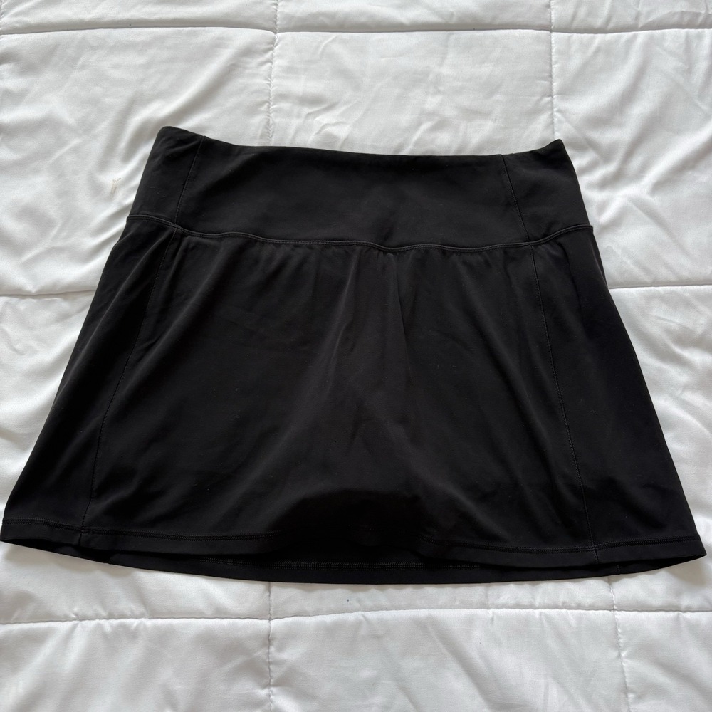 Athleta Salutation Stash 14 1/2" Skort Skirt Womens XL Black Tennis Prep Golf